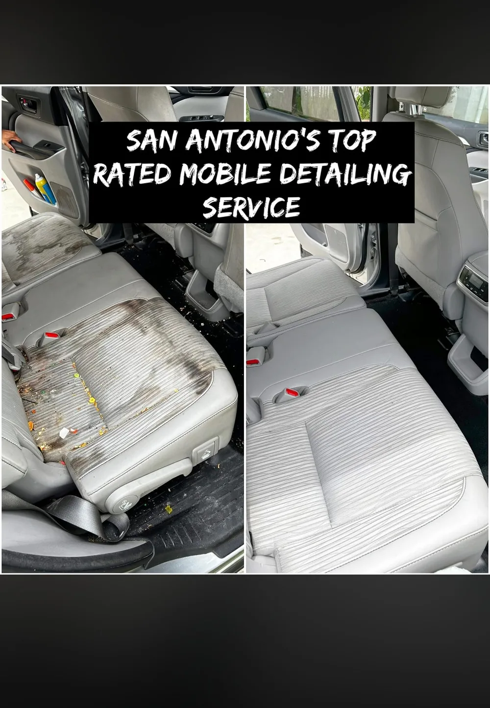 Before and after interior detail of a family vehicle in San Antonio by ShineLab