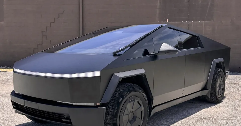 Matte black Tesla Cybertruck ceramic coated and detailed by ShineLab, San Antonio