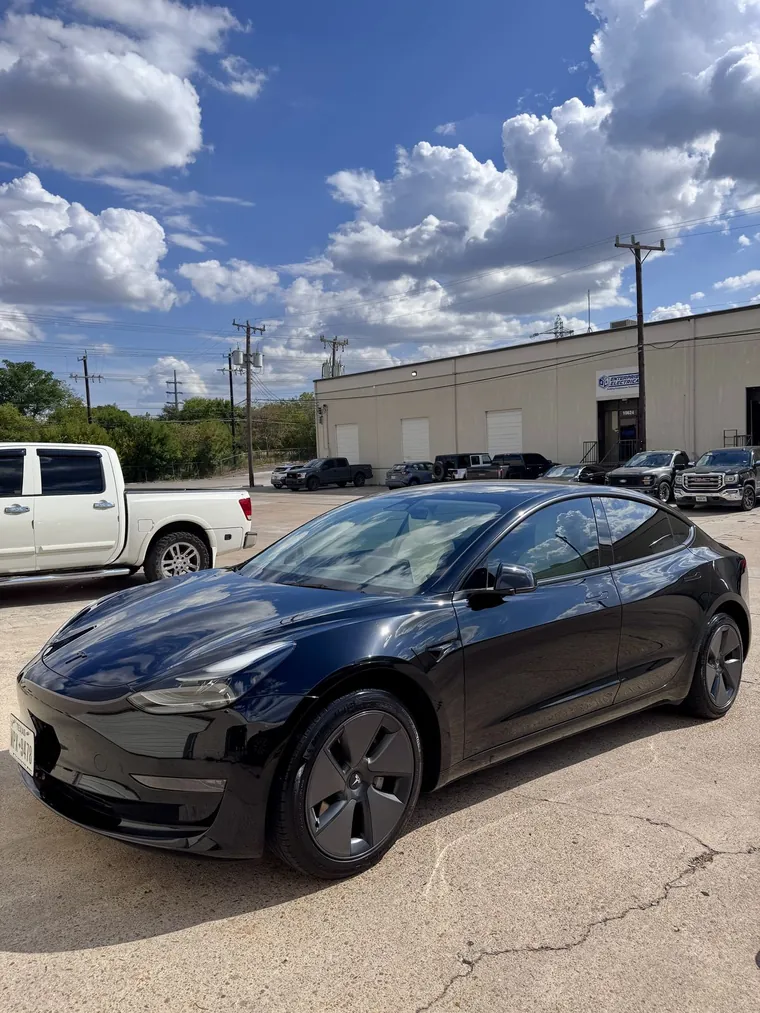 Black Tesla Model 3 with ceramic window tint, San Antonio